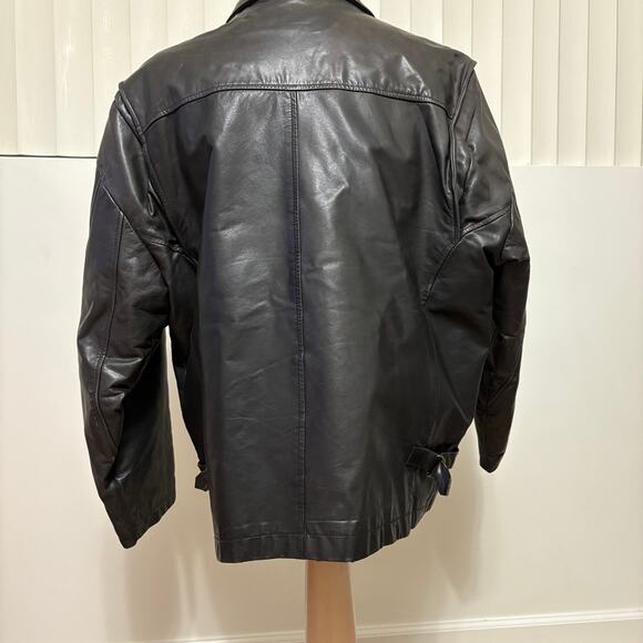Vintage Jules Black Leather Full-Zip Motorcycle Biker Men's Jacket Large - Picture 4 of 11